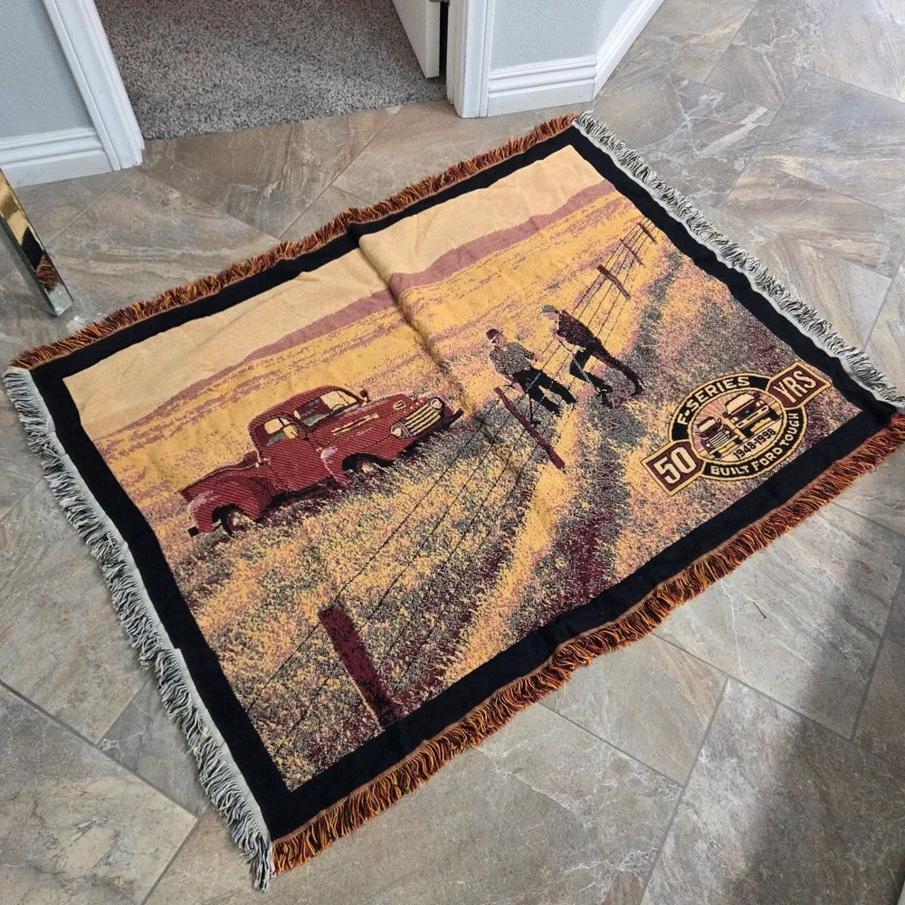 Ford F-Series 50th Anniversary Woven Throw Blanket 1948-1998 Built Ford Tough